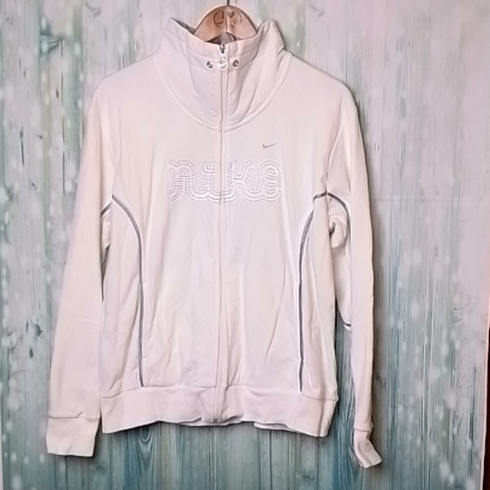Nike full zip jacket white large